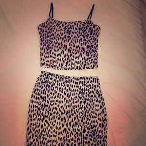 BEBE satin tank and matching pencil skirt